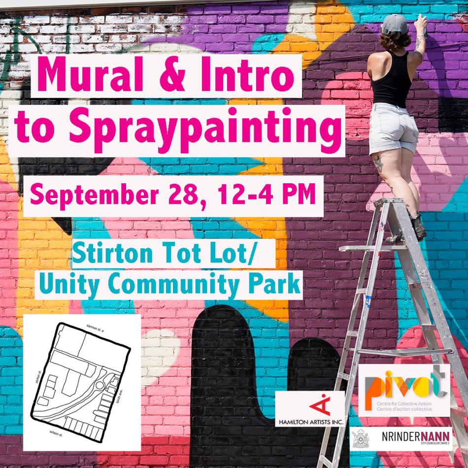 This image is the workshop poster for the Mural & Intro to Spraypainting session.