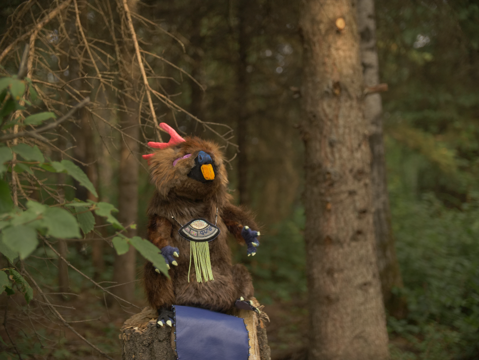 An excerpt of the beaver creature for Jasmine Piper's exhibition, Prince Sîpihko, Sailor Wâpakwiniy.